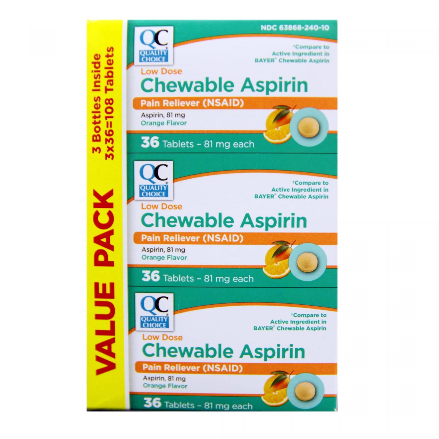 QC Aspirin 81mg Chewable Low Dose 3pk Jollys Pharmacy Online Store