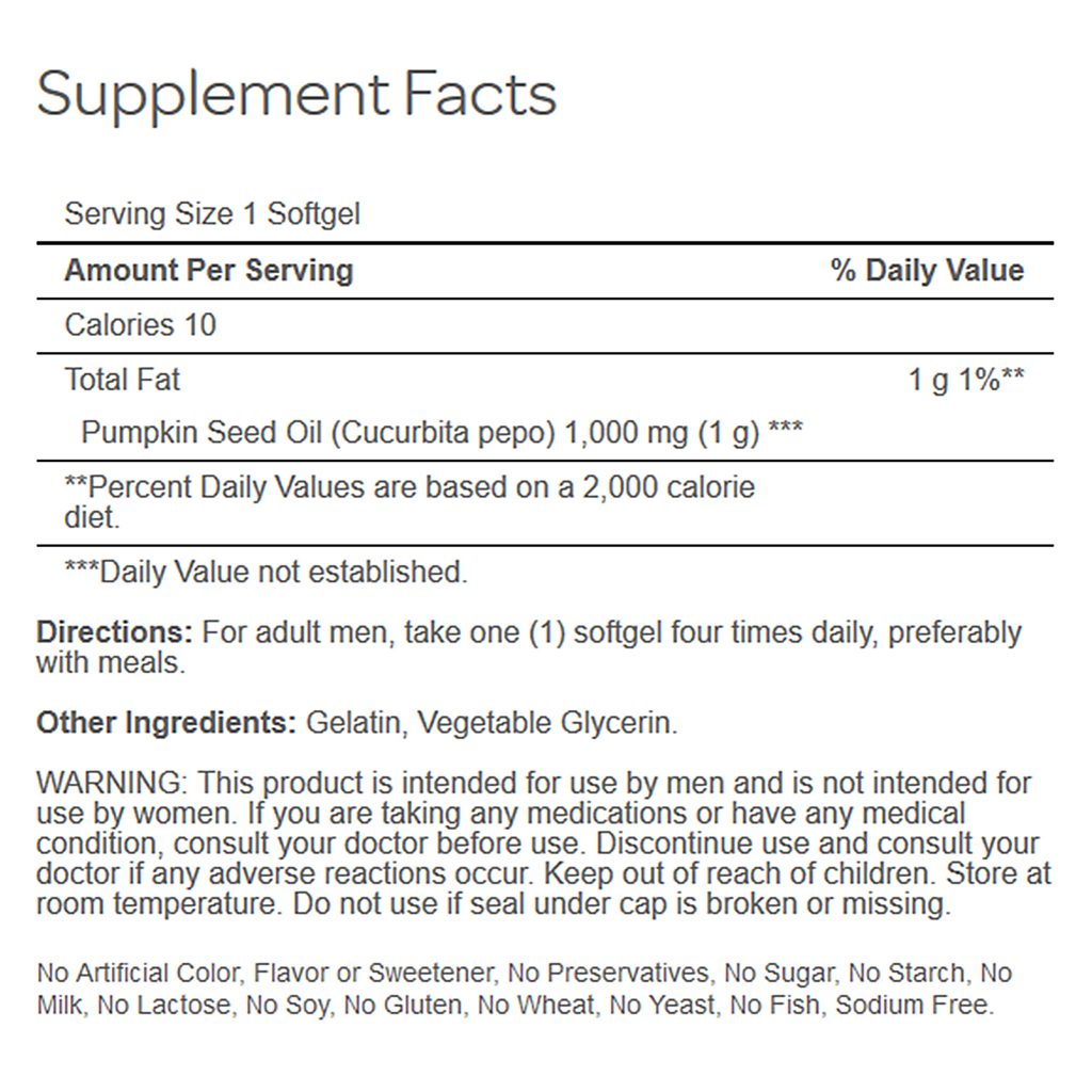 Puritan’s Pride Pumpkin Seed Oil 1000mg Jollys Pharmacy Online Store