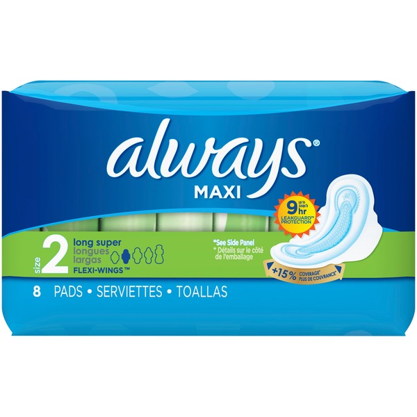 Always Maxi Long Super With Wings 8ct - Jollys Pharmacy Online Store