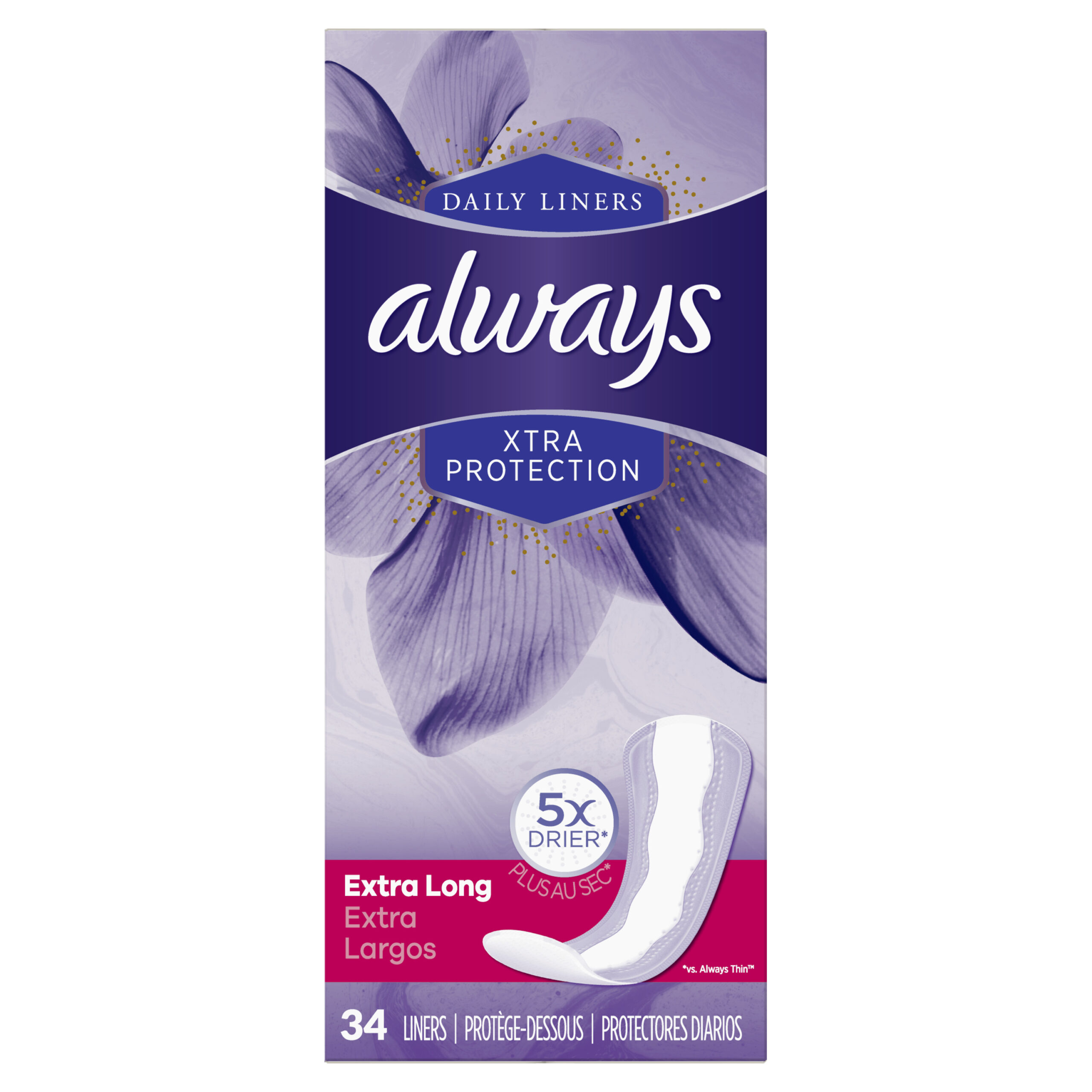 Always Daily Xtra Protection Liner Extra Long 34ct - Jollys Pharmacy Online  Store