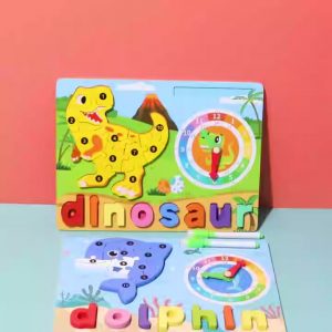 Wooden Puzzle Plain With Letters & Animal Characters